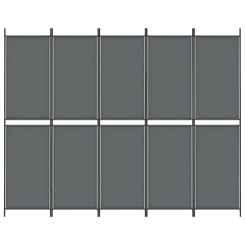 Romdeler med 5 paneler antrasitt 250x200 cm stoff