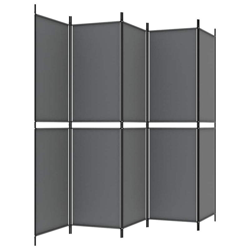 Romdeler med 5 paneler antrasitt 250x200 cm stoff