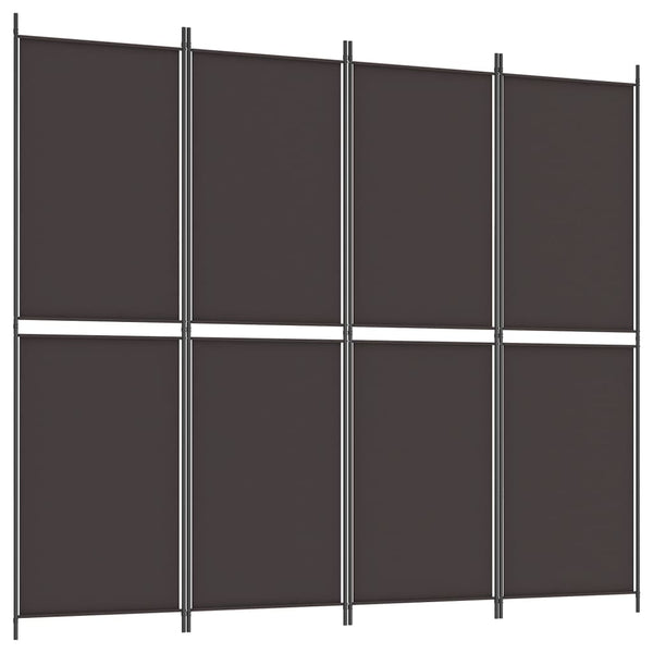 Romdeler med 4 paneler brun 200x220 cm stoff