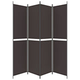 Romdeler med 4 paneler brun 200x220 cm stoff