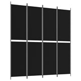 Romdeler 4 paneler svart 200x220 cm stoff