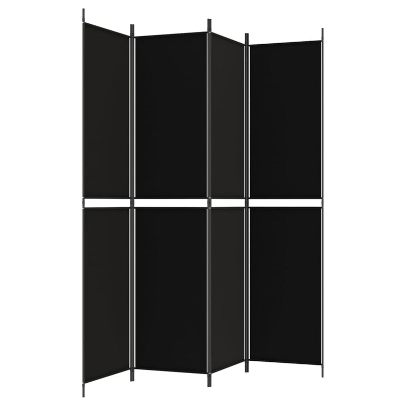 Romdeler 4 paneler svart 200x220 cm stoff