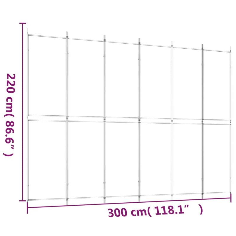 Romdeler med 6 paneler antrasitt 300x220 cm stoff