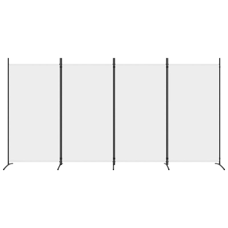 Romdeler 4 paneler hvit 346x180 cm stoff