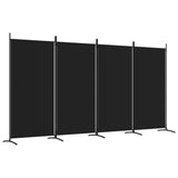 Romdeler 4 paneler svart 346x180 cm stoff