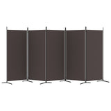 Romdeler med 5 paneler brun 433x180 cm stoff