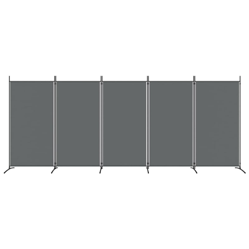Romdeler med 5 paneler antrasitt 433x180 cm stoff