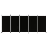 Romdeler med 5 paneler svart 433x180 cm stoff