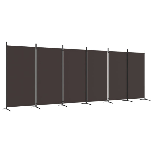 Romdeler med 6 paneler brun 520x180 cm stoff
