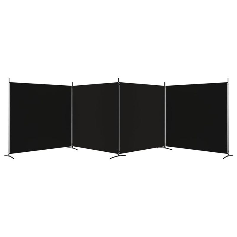 Romdeler 4 paneler svart 698x180 cm stoff