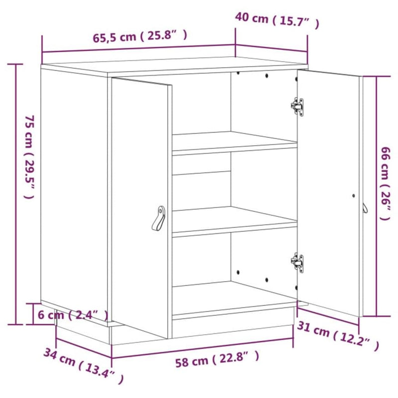 Skjenk svart 65,5x40x75 cm heltre furu