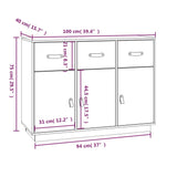 Skjenk svart 100x40x75 cm heltre furu