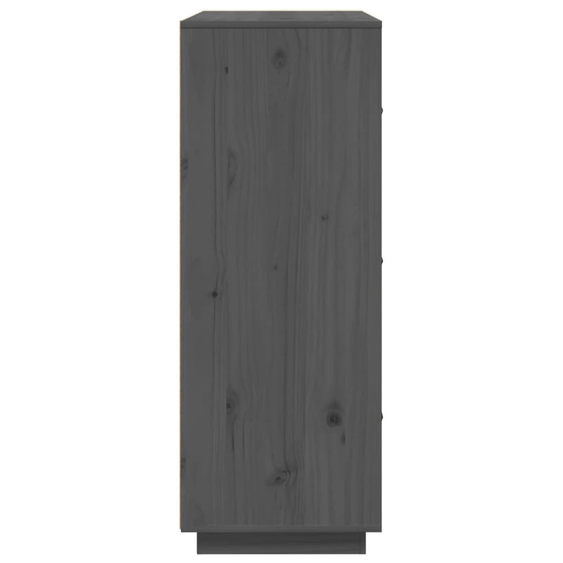 Highboard grå 67x40x108,5 cm heltre furu