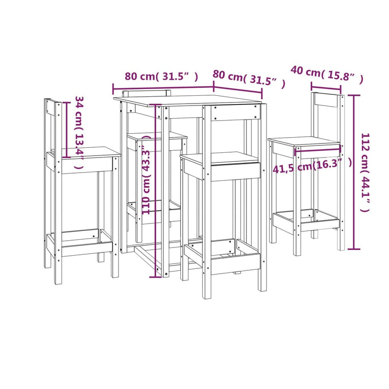 Barsett 5 deler honningbrun heltre furu