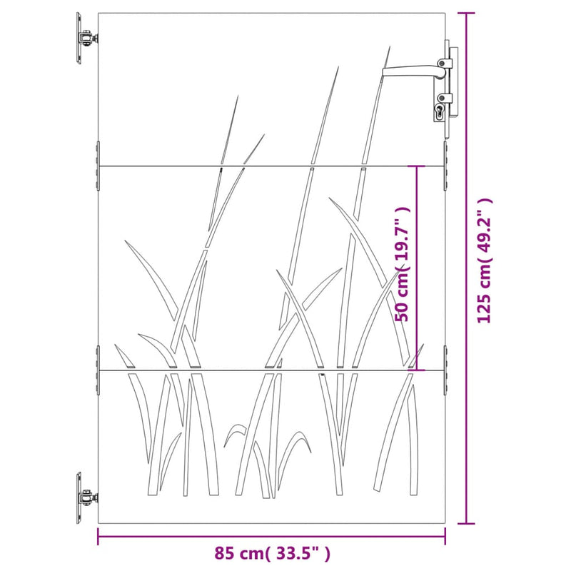 Hageport 85x125 cm cortenstål gressdesign