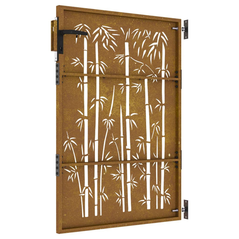 Hageport 85x150 cm cortenstål bambusdesign