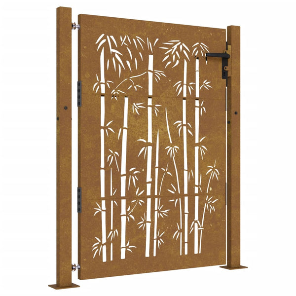Hageport 105x130 cm cortenstål bambusdesign