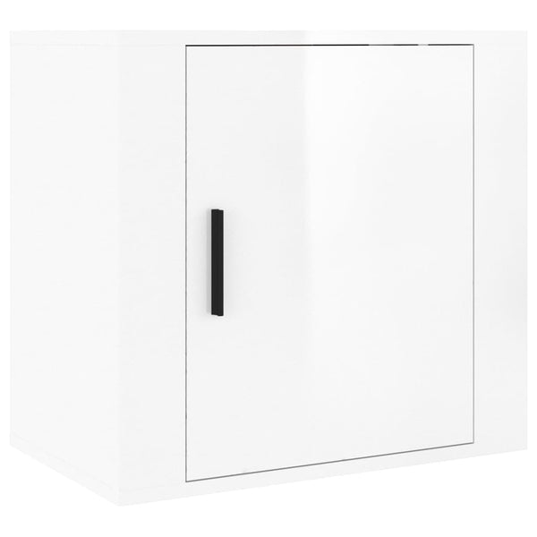Veggmontert nattbord høyglans hvit 50x30x47 cm