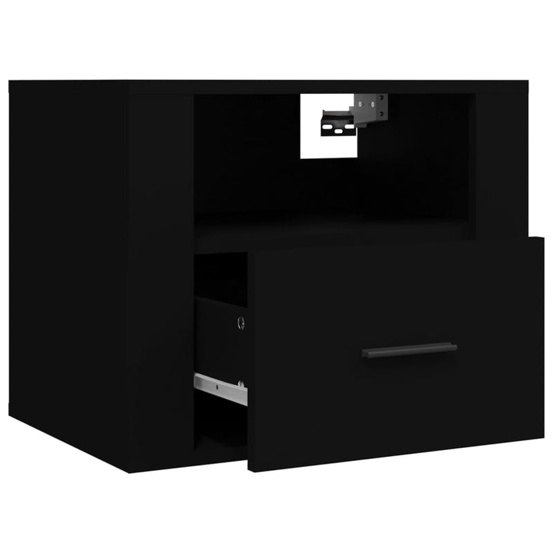Veggmonterte nattbord 2 stk svart 50x36x40 cm