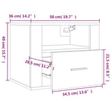 Veggmonterte nattbord 2 stk svart 50x36x40 cm