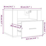 Veggmonterte nattbord 2 stk høyglans hvit 50x36x40 cm