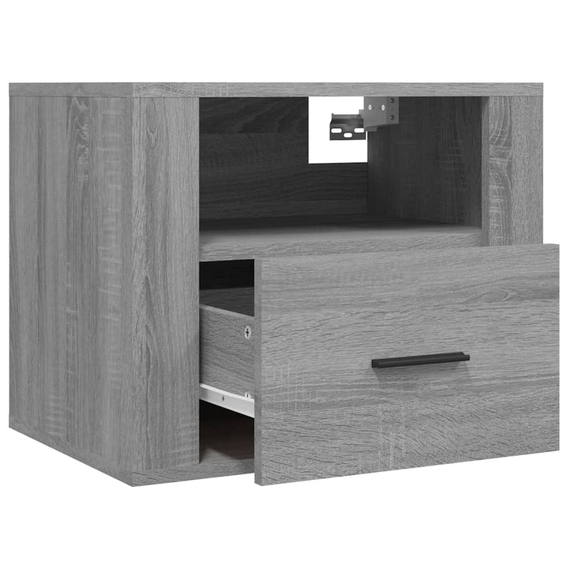 Veggmontert nattbord grå sonoma 50x36x40 cm
