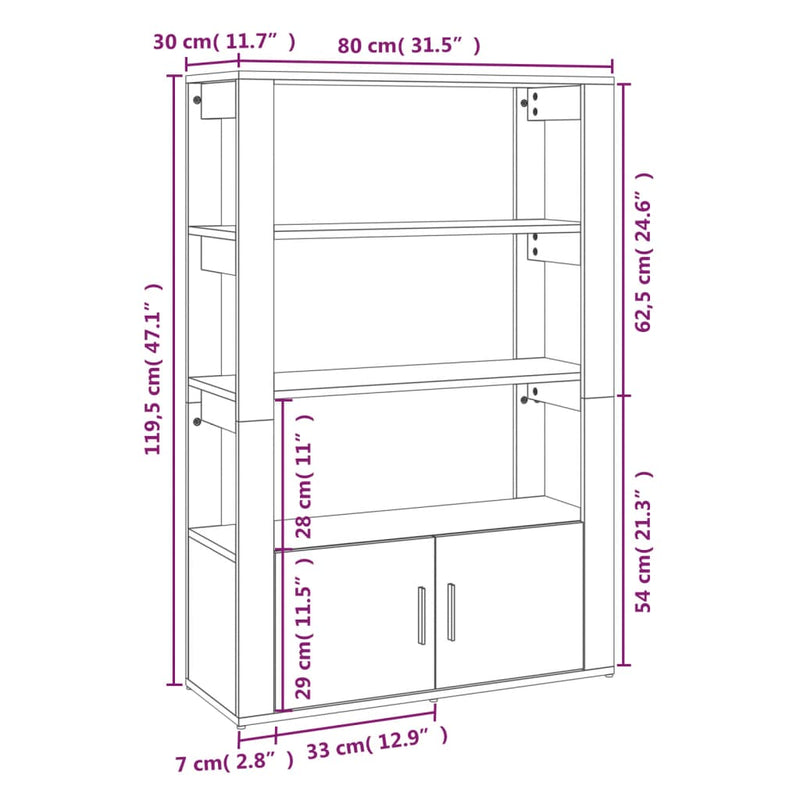 Skjenk svart 80x30x119,5 cm konstruert tre