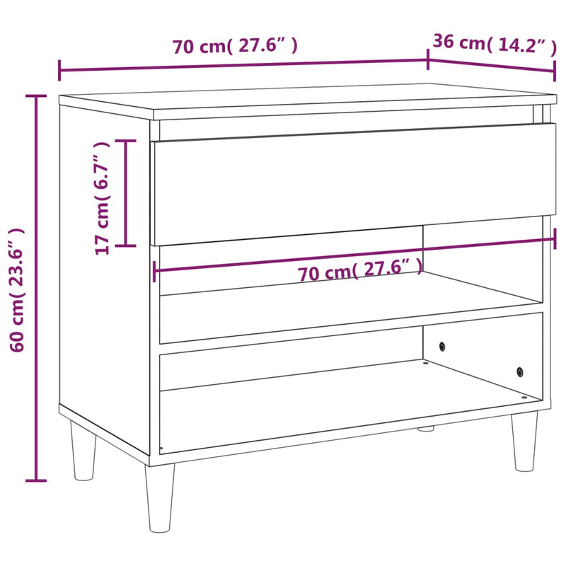 Skoskap sonoma eik 70x36x60 cm konstruert tre