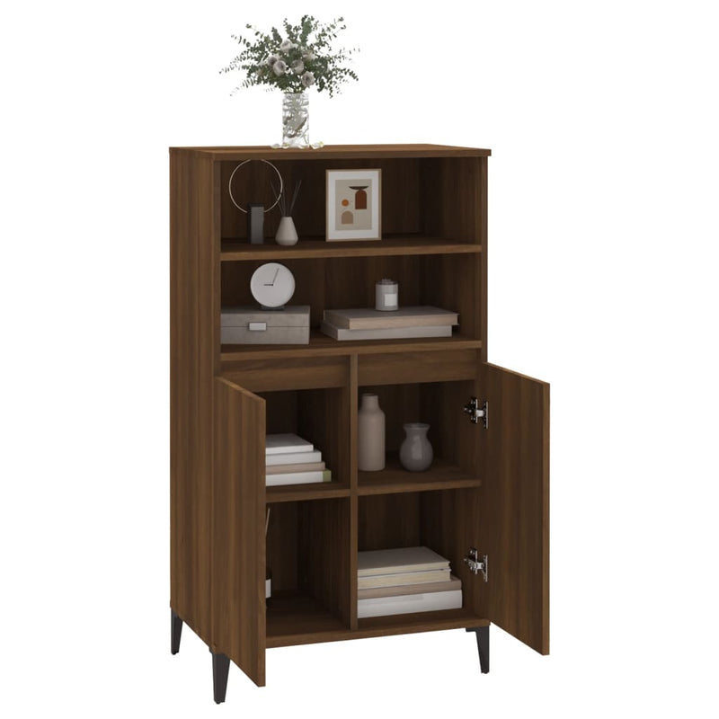 Highboard brun eik 60x36x110 cm konstruert tre