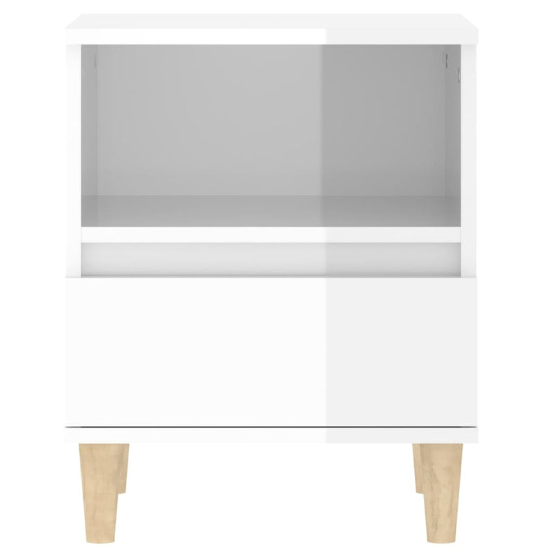Nattbord høyglans hvit 40x35x50 cm