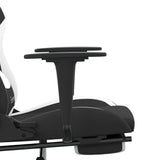 Gamingstol med fotstøtte svart og hvit stoff
