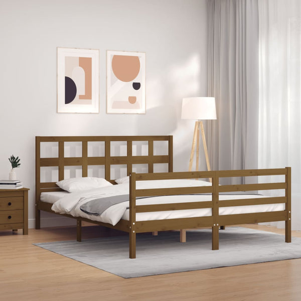 Sengeramme med hodegavl honningbrun 5FT King Size heltre