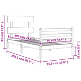 Sengeramme med hodegavl hvit 3FT single heltre