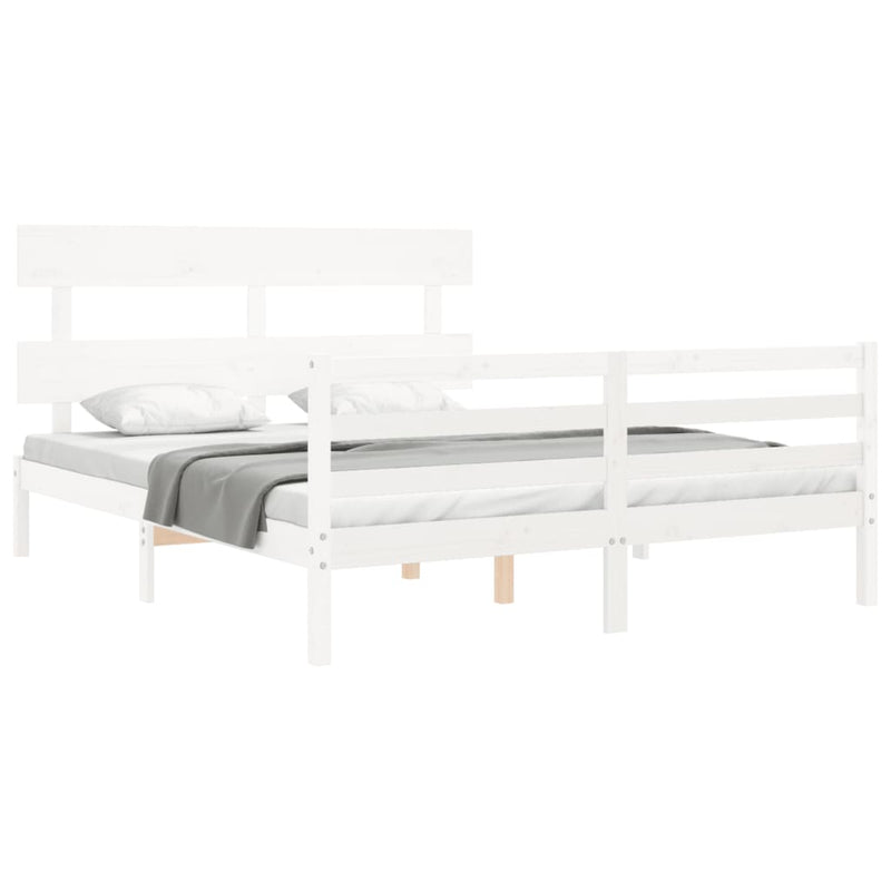 Sengeramme med hodegavl hvit 5FT King Size heltre