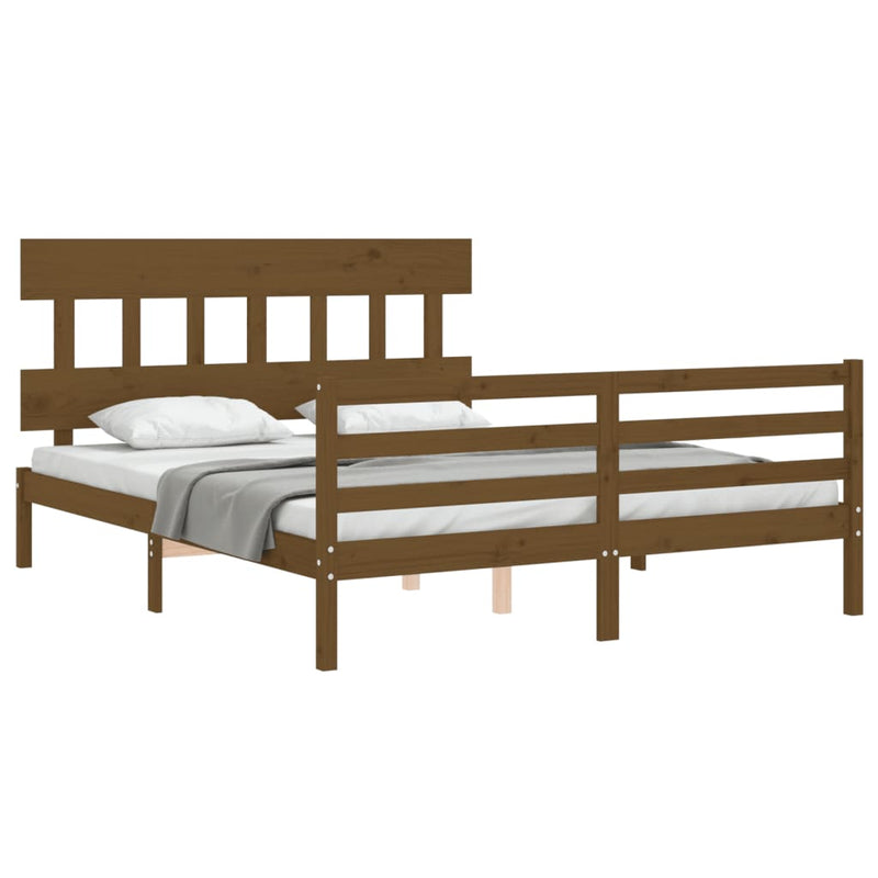 Sengeramme med hodegavl honningbrun 5FT King Size heltre