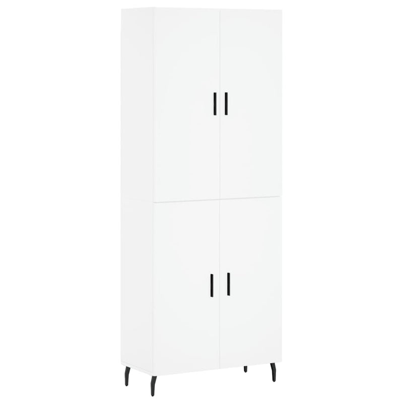 Highboard hvit 69,5x34x180 cm konstruert tre