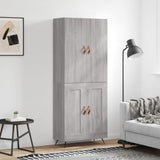 Highboard grå sonoma 69,5x34x180 cm konstruert tre