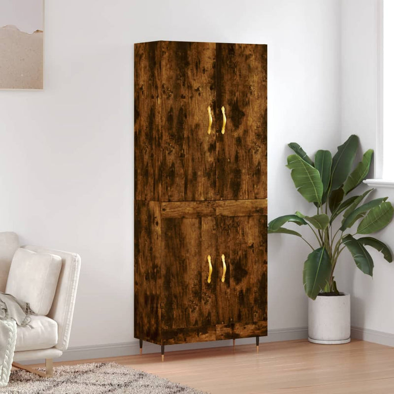 Highboard røkt eik 69,5x34x180 cm konstruert tre