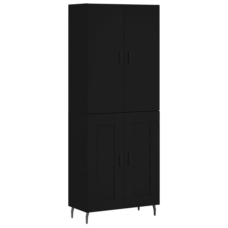 Highboard svart 69,5x34x180 cm konstruert tre