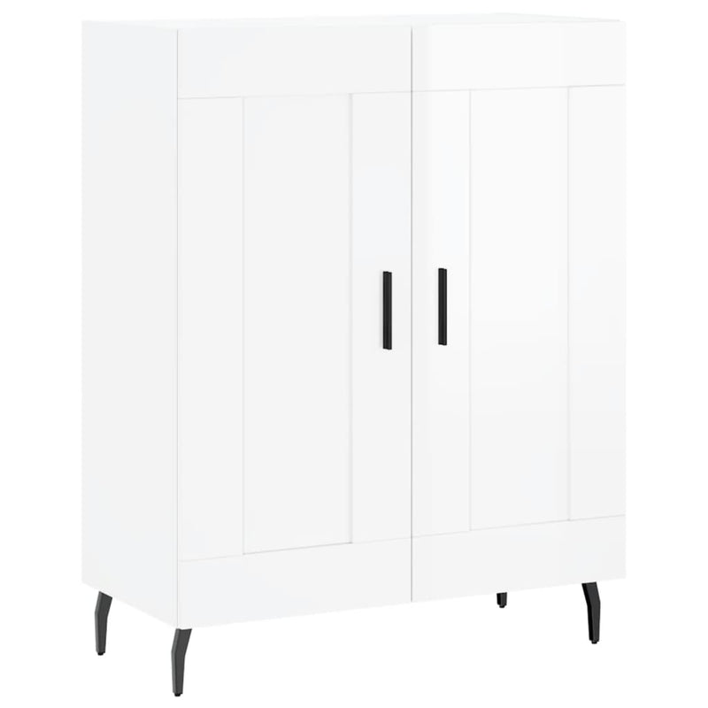 Highboard høyglans hvit 69,5x34x180 cm konstruert tre