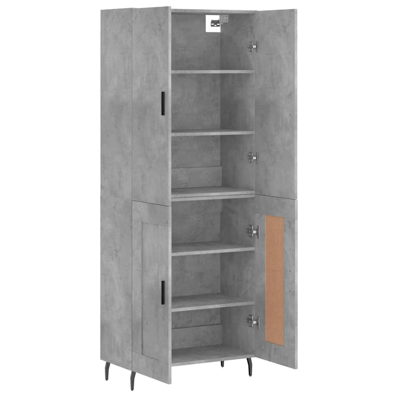 Highboard betong grå 69,5x34x180 cm konstruert tre