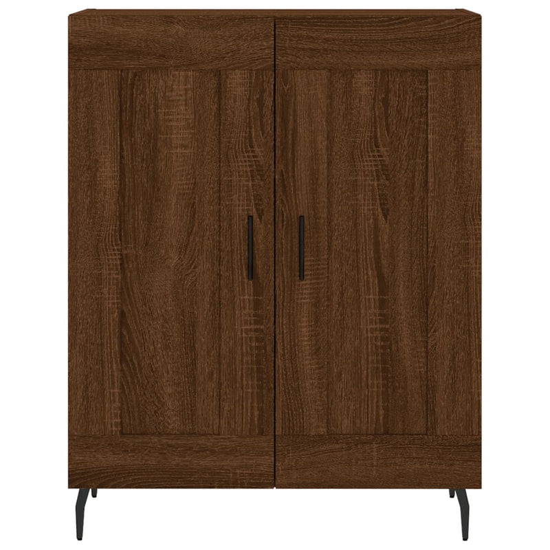 Highboard brun eik 69,5x34x180 cm konstruert tre