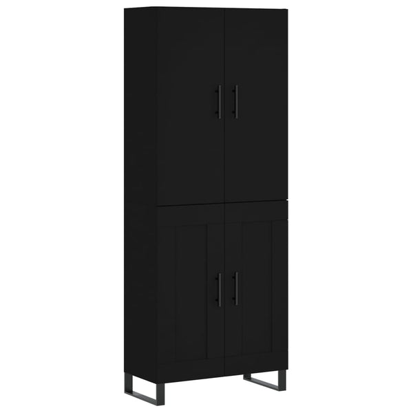 Highboard svart 69,5x34x180 cm konstruert tre