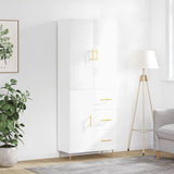 Highboard høyglans hvit 69,5x34x180 cm konstruert tre