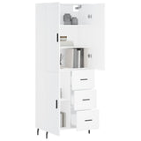 Highboard hvit 69,5x34x180 cm konstruert tre