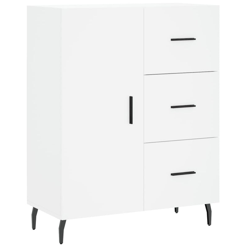 Highboard hvit 69,5x34x180 cm konstruert tre