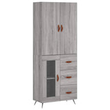 Highboard grå sonoma 69,5x34x180 cm konstruert tre