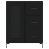 Highboard svart 69,5x34x180 cm konstruert tre