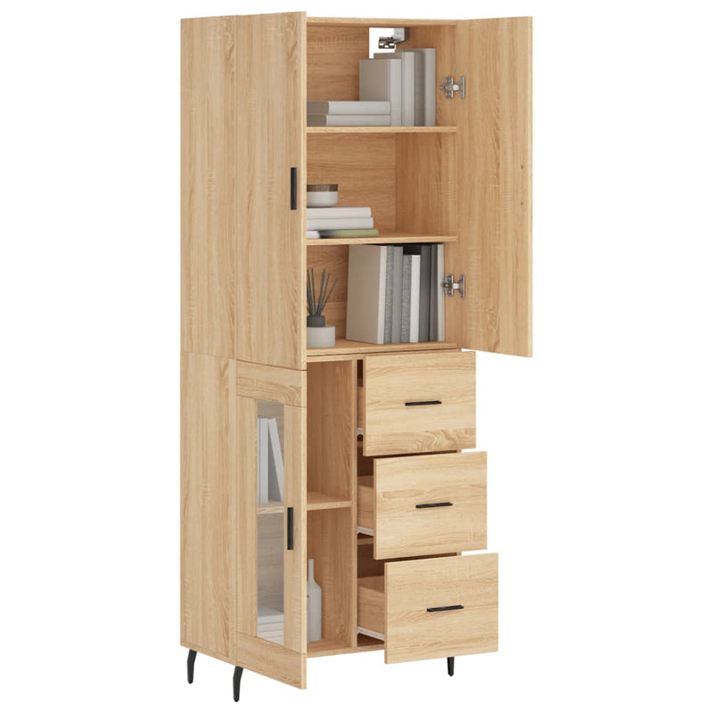 Highboard sonoma eik 69,5x34x180 cm konstruert tre