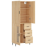 Highboard sonoma eik 69,5x34x180 cm konstruert tre